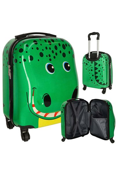 Velixo Kids Travel Trolley With Extendable Handle, 4x 360° Wheels, Double Zipper, Anti-shock Case,crocodile