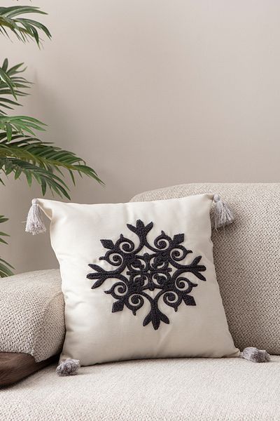 EVOTTO HOME COLLECTİON Comfort Punch Pattern Throw Pillow Cover Square Decorative Bohemian Embroidered Sofa Pillowcase Poncho 45X45