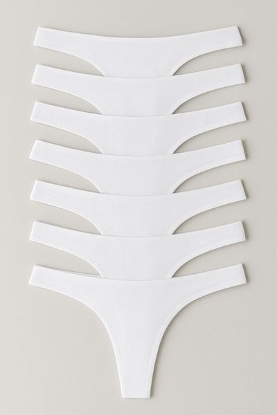 LİBELLA İÇ GİYİM Women's Cotton Lycra Thong Panties 7 Pack - White Color