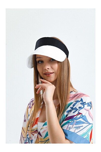 FRESCO SCARFS Straw Visor Hat - Open Top and Foldable