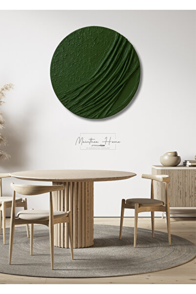 MAİNTHEAHOME Dokulu Yuvarlak Alçı Tablo - Ayın Yansısı | El Yapımı 3D Dekorat...