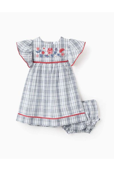 Ziddy Checkered Dress + Bloomers for Baby Girls 'You&Me', Multicolour