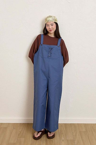 Ceylan Otantik Indigo Linen Salopet Jumpsuit & Bitter Brown Body Suit