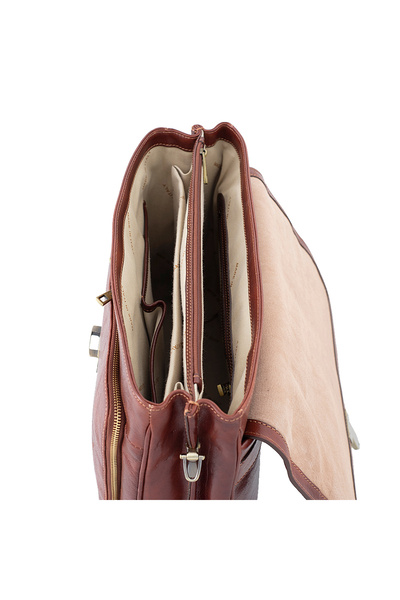 FASHION Men's laptop briefcase made of genuine vachetta leather, S163