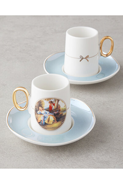 English Home Selene Porselen 4 Parça 2 Kişilik Kahve Fincan Takımı 80 ml Mavi