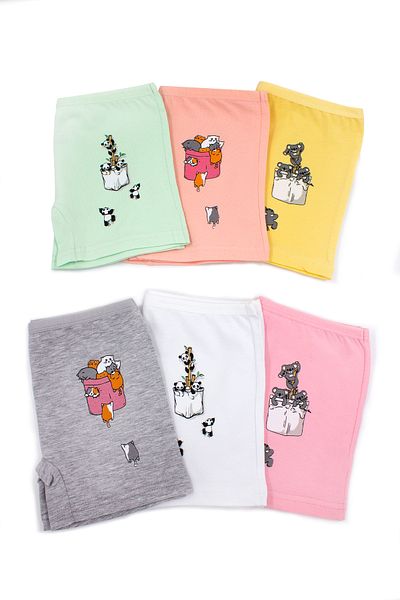 Öts Girl's Set of 6 Colorful Printed Lycra Boxers