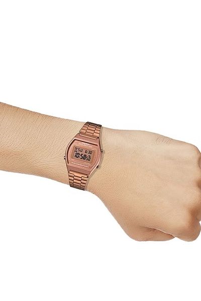 Casio Women's Water Resistant Stainless Steel Digital Watch B640wc-5adf - 35 Mm - Rose Gold