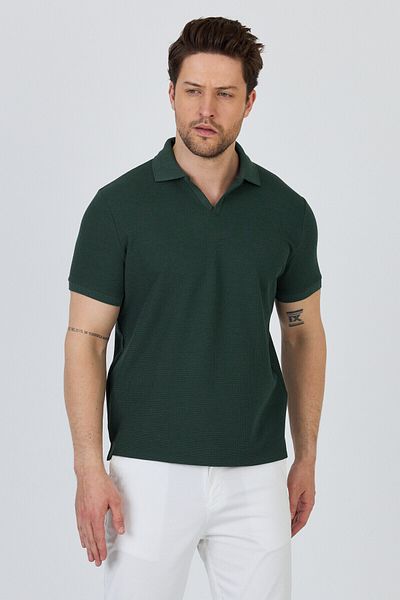 Frappoli Ανδρικό μπλουζάκι με λαιμόκοψη με βάφλα Comfort Fit - 100% βαμβάκι