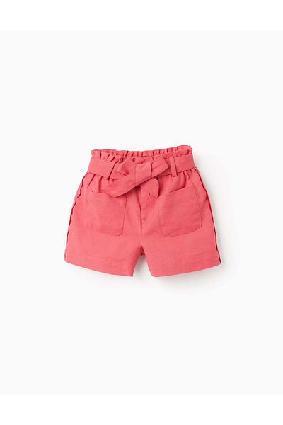 Ziddy Cotton and Linen Shorts with Crochet for Girls 'You&Me', Red