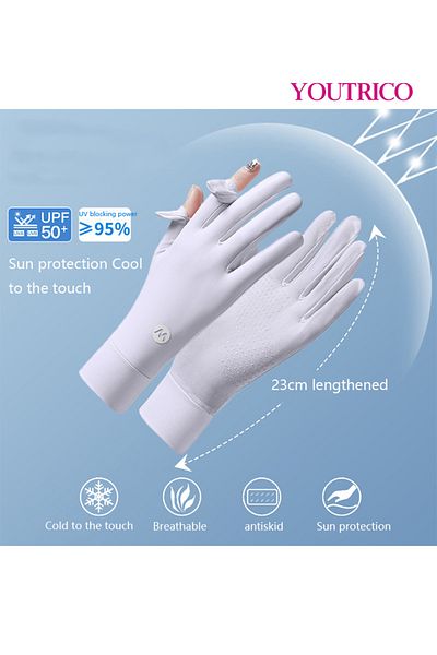 Youtrico Sun Protection Gloves Summer Cycling Fingerless Gloves For Driving Spf50 High Protection