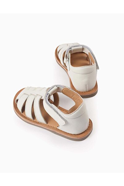 Ziddy Leather Sandals with Straps for Girls, White