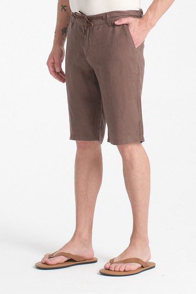 muzzo jeans Brown 100% Linen Shorts with Elastic Waist