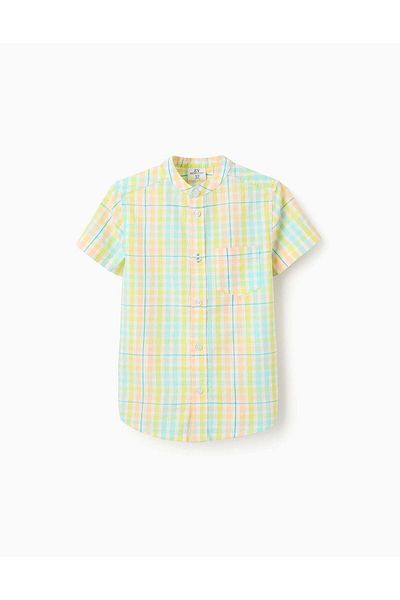 Ziddy Cotton Shirt with Check for Boys 'B&S', Multicolour