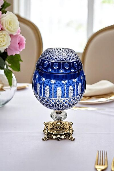 Akden Kristal Crystal Cut Decor Large Size Czech Al Servette Holder