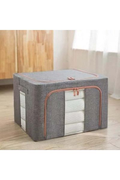 OEM Cutie de depozitare pliabilă cu fermoar, 100L, material textil, 60x42x40 cm, cadru metalic, bază stabilă din plastic
