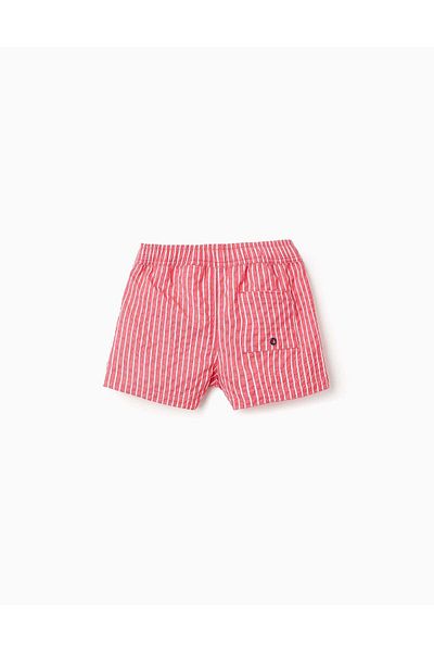 Ziddy Striped Swim Shorts for Boys, Red