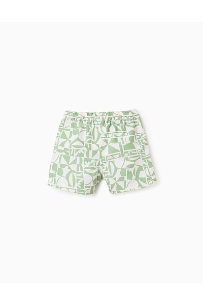Ziddy Swim Shorts with Pattern for Baby Boys, Green/Beige