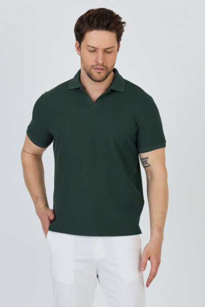 Frappoli Men's Polo Neck Waffle Comfort Fit T-Shirt - 100% Cotton