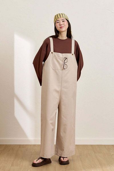 Ceylan Otantik Cream Linen Salopet Jumpsuit