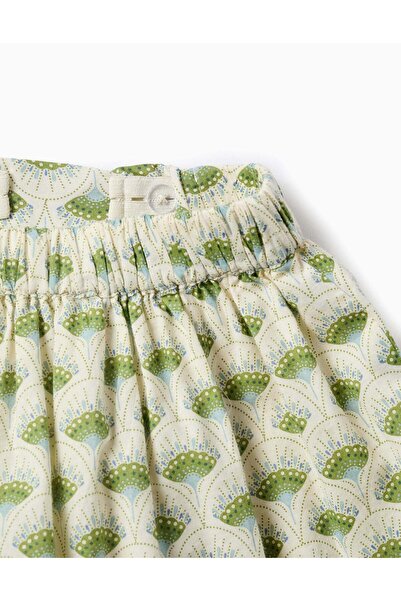 Ziddy Floral Patterned Shorts for Baby Girls, Beige/Green