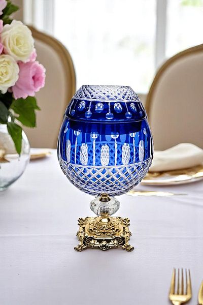 Akden Kristal Crystal Cut Decor Large Size Czech Al Servette Holder