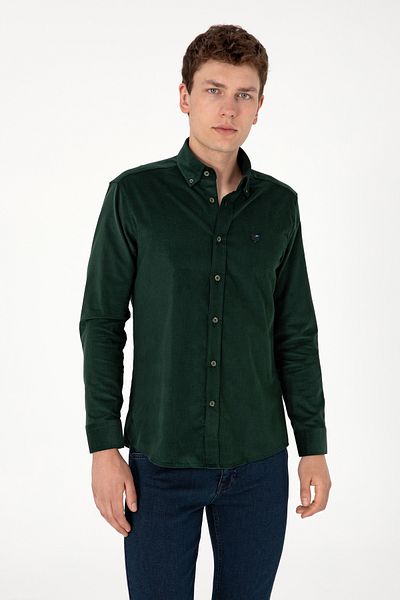 U.S. Polo Assn. Men's Dark Green Long Sleeve Shirt 50291395-Vr079