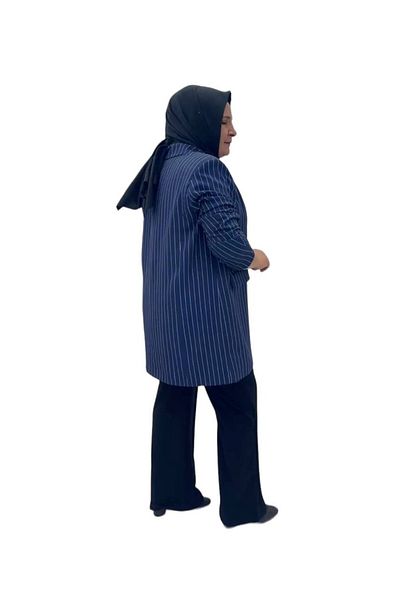 Sevda Kılınç Large Size Striped Jacket