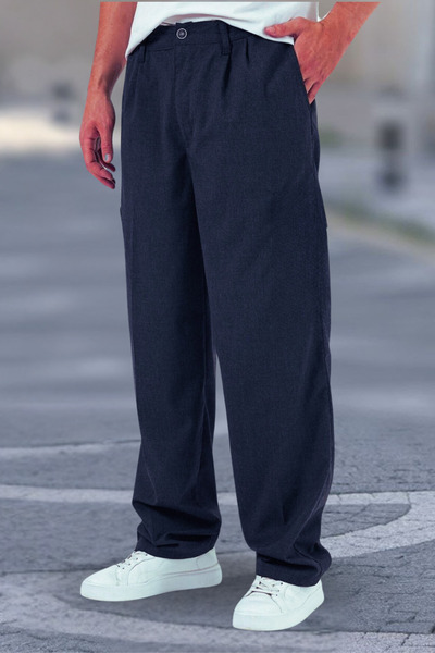 CMZ COLLECTİON Men's Classic Cut Serj Fabric Pants – Navy Blue |   Gray |   S...