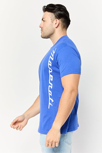 Maserati Men Crew Neck Short Sleeves Graphic Print T-Shirt, Blue