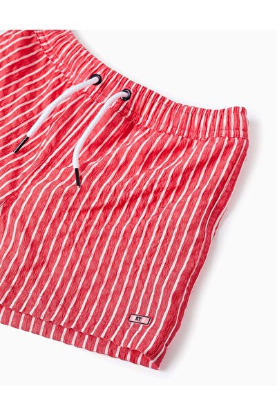 Ziddy Striped Swim Shorts for Boys, Red