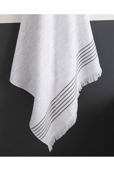 Madame Coco Opherna Cotton Bath Towel - White/Grey