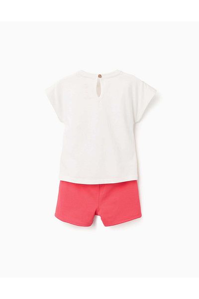 Ziddy T-shirt + Shorts with Bow for Baby Girls 'Minnie', White/Red