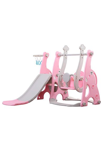 FULLJOY Slide with swing, climbing ladder and basketball ring 4*1, 123*115*95 cm