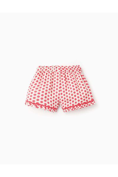 Ziddy Polka Dot Shorts with Ruffles for Baby Girls, White/Red