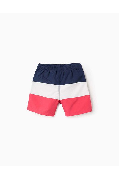 Ziddy Swim Shorts with Colourblock for Boys, Blue/White/Red