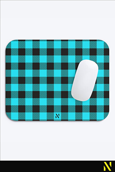 nilizma Mousepad ergonomic cu model în carouri turcoaz negru, cu bază anti-alunecare, pentru uz casnic și la birou.