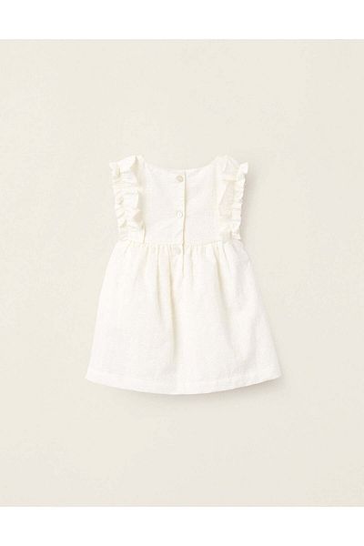 Ziddy Blouse with Broderie Anglaise and Ruffles for Baby Girls, White