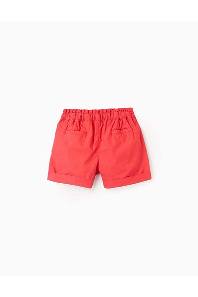 Ziddy Poplin Shorts with Ruffles for Girls, Red