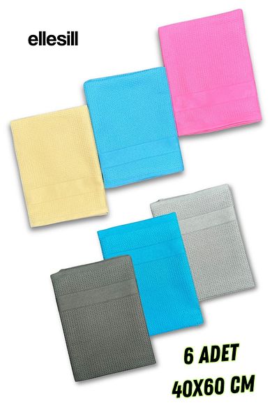 Ellesill 6 Pieces of Glass Cloth and Cleaning Cloth 40X60 cm - Light and Dark Colors (2 Packs)