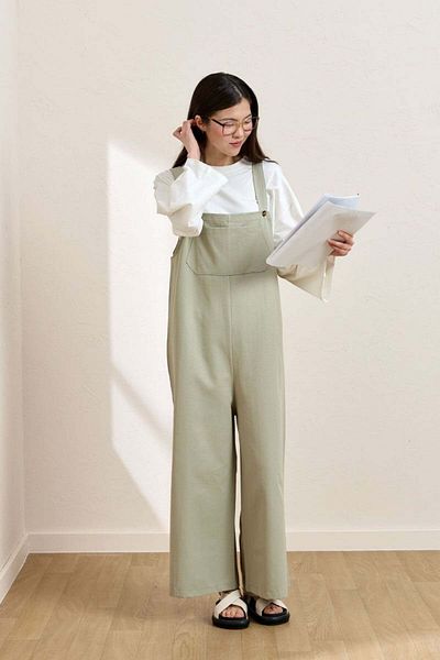 Ceylan Otantik Mold Green Linen Salopet Jumpsuit