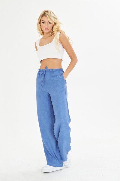 TIFFANY&TOMATO Keten Görünümlü Bol Paça Pantolon