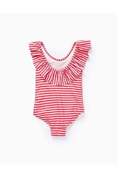 Ziddy Swimsuit with Stripes and Ruffles for Baby Girls 'Minnie', Red