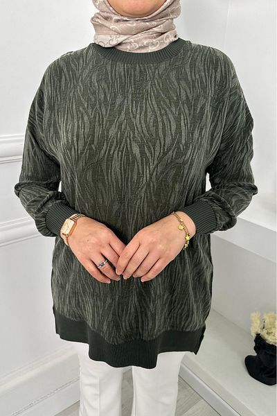 Linvey Zebra Pattern Ribbed Silk Cupra Tunic