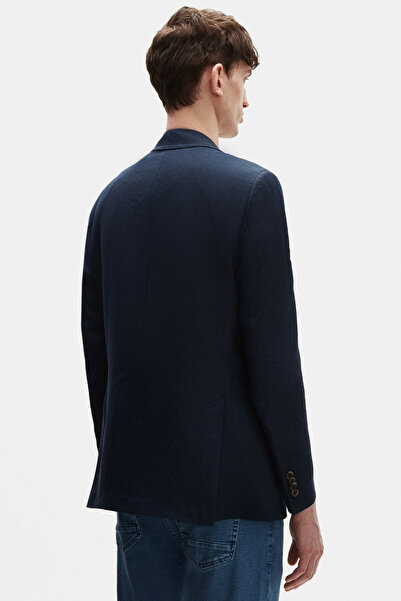 Tween Slim Fit Lacivert %100 Keten Kumaş Ceket