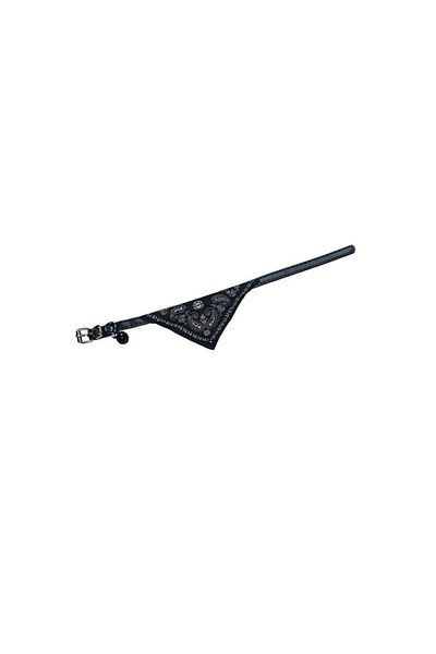 OEM Dog and cat collar with bandana, scarf, 29 x 1 cm, bell, black