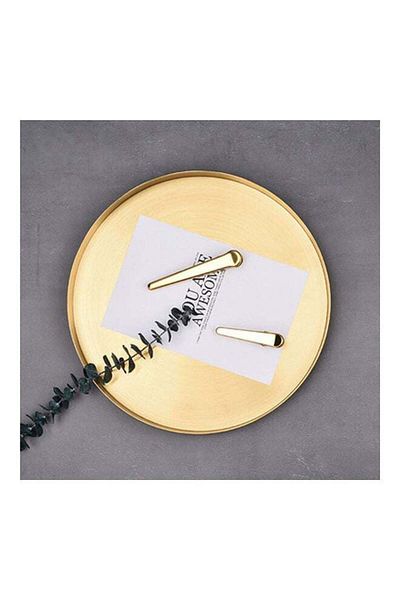 COOYA Stainless steel round tray, 12.5x1.9 cm, suitable for kitchen table or home decoration, gold