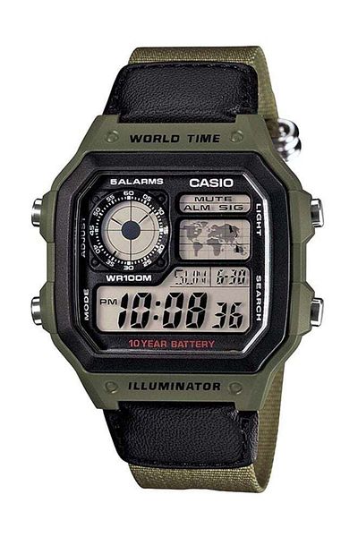 Casio Boys' Youth Series Quartz Digital Watch Ae-1200whb-3bvdf - 42 Mm - Green/black