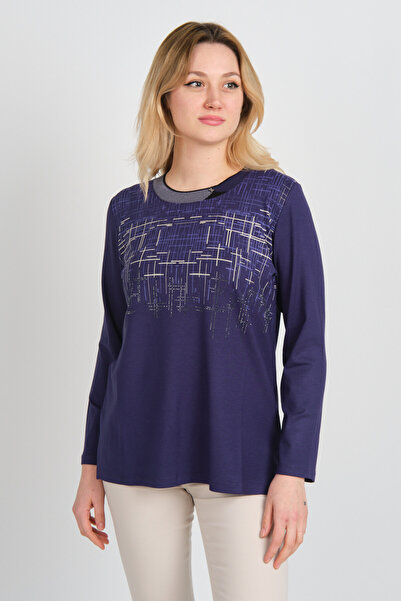 Detay Triko Ženska bluza za majke sa dugim rukavima Sa kamenim detaljima Sa d...