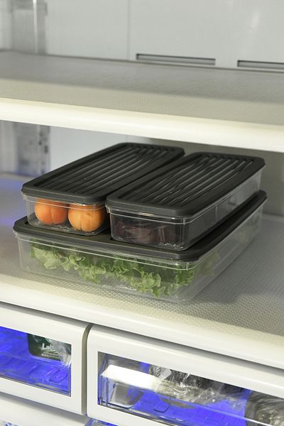 Leila Anthracite 3-Piece Storage Container with Lid, Refrigerator Organizer Suitable for Microwave and Freeze 4.5Lt