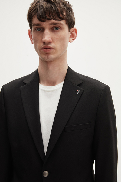 Tween Slim Fit Siyah Armürlü Takim Elbise